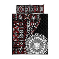 Red Tongan Ngatu Fonulei Pattern Quilt Bed Set