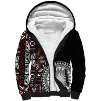 Red Tongan Ngatu Fonulei Pattern Sherpa Hoodie LT9 Unisex Red - Polynesian Pride