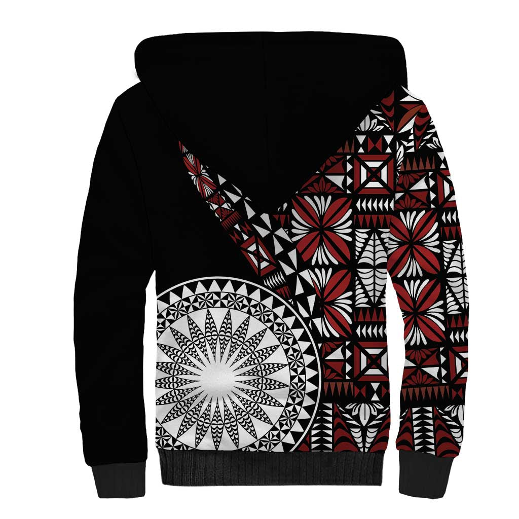 Red Tongan Ngatu Fonulei Pattern Sherpa Hoodie LT9 - Polynesian Pride
