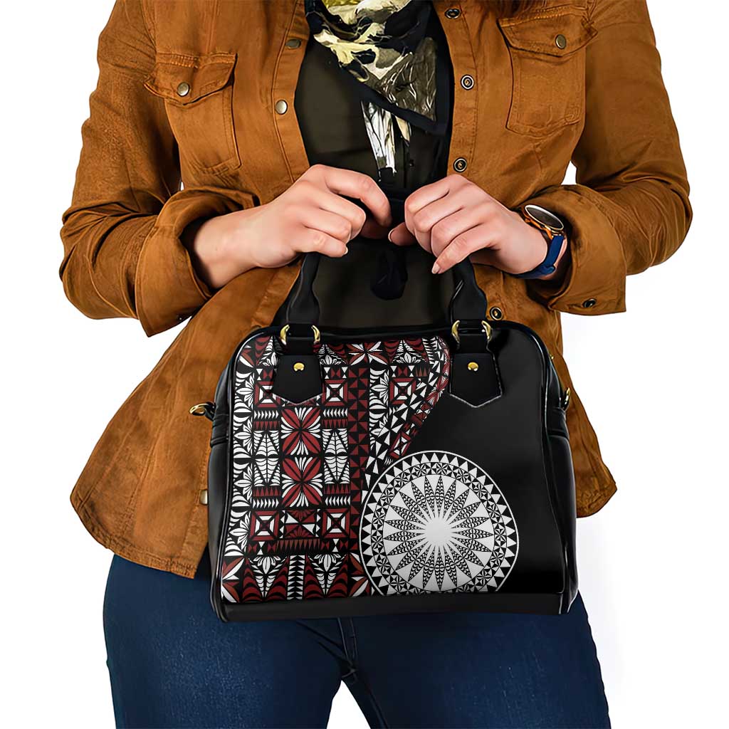 Red Tongan Ngatu Fonulei Pattern Shoulder Handbag