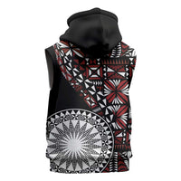 Red Tongan Ngatu Fonulei Pattern Sleeveless Zip Hoodie LT9 - Polynesian Pride