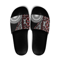 Red Tongan Ngatu Fonulei Pattern Slide Sandals LT9 Red - Polynesian Pride