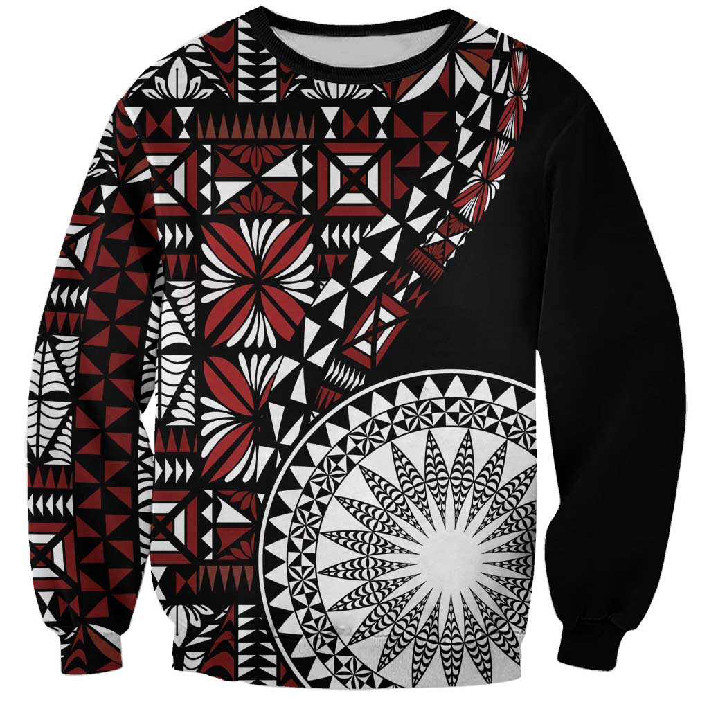 Red Tongan Ngatu Fonulei Pattern Sweatshirt