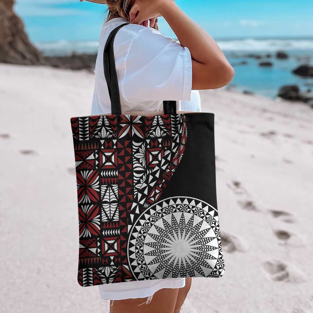 Red Tongan Ngatu Fonulei Pattern Tote Bag LT9 - Polynesian Pride