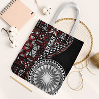 Red Tongan Ngatu Fonulei Pattern Tote Bag LT9 White Strap One Size Red - Polynesian Pride