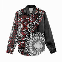 Red Tongan Ngatu Fonulei Pattern Women Casual Shirt