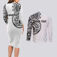 Hawaii and Japanese Culture Personalised Couples Matching Long Sleeve Bodycon Dress and Long Sleeve Button Shirt With Polynesian Tribal Tattoo Style LT9 - Polynesian Pride