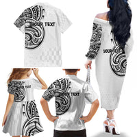 Hawaii and Japanese Culture Personalised Family Matching Off The Shoulder Long Sleeve Dress and Hawaiian Shirt With Polynesian Tribal Tattoo Style LT9 - Polynesian Pride