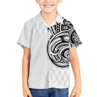 Hawaii and Japanese Culture Personalised Family Matching Off The Shoulder Long Sleeve Dress and Hawaiian Shirt With Polynesian Tribal Tattoo Style LT9 Son's Shirt White - Polynesian Pride