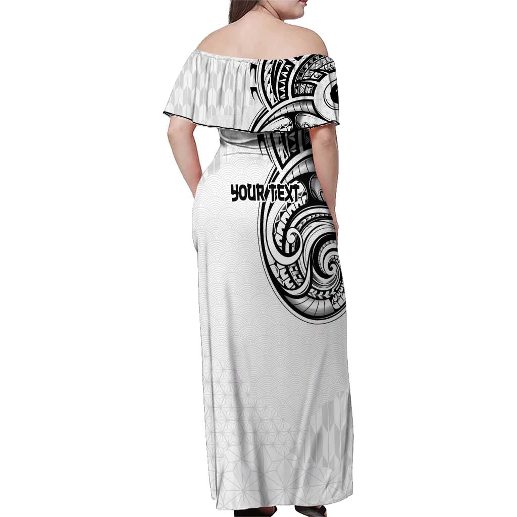 Hawaii and Japanese Culture Personalised Family Matching Off Shoulder Maxi Dress and Hawaiian Shirt With Polynesian Tribal Tattoo Style LT9 - Polynesian Pride