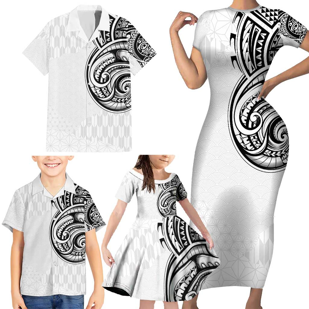 Hawaii and Japanese Culture Personalised Family Matching Short Sleeve Bodycon Dress and Hawaiian Shirt With Polynesian Tribal Tattoo Style LT9 - Polynesian Pride