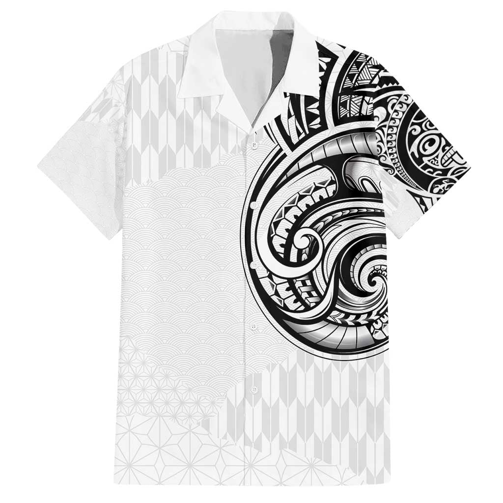 Hawaii and Japanese Culture Personalised Hawaiian Shirt With Polynesian Tribal Tattoo Style