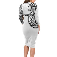Hawaii and Japanese Culture Personalised Long Sleeve Bodycon Dress With Polynesian Tribal Tattoo Style LT9 - Polynesian Pride