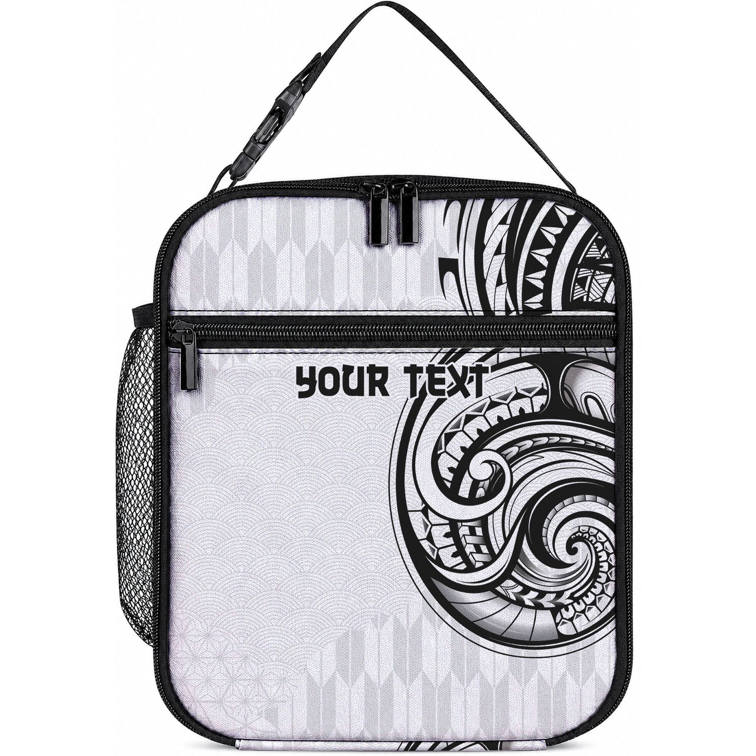 Hawaii and Japanese Culture Personalised Lunch Bag With Polynesian Tribal Tattoo Style LT9 10.2 × 8.3 × 4.3 inch White - Polynesian Pride