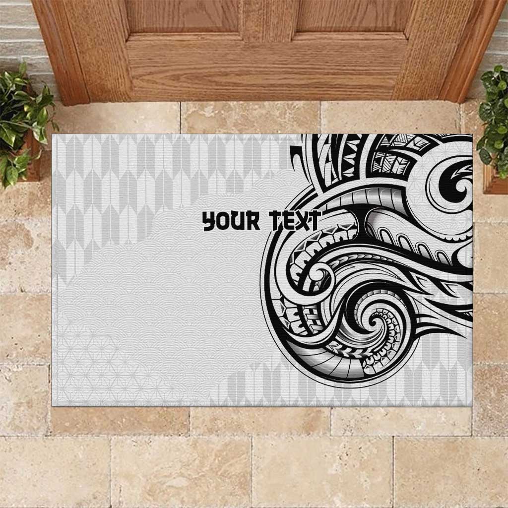 Hawaii and Japanese Culture Personalised Rubber Doormat With Polynesian Tribal Tattoo Style