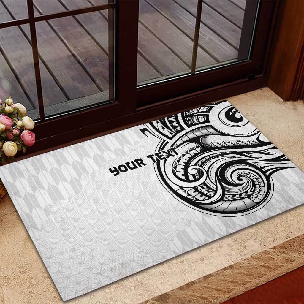 Hawaii and Japanese Culture Personalised Rubber Doormat With Polynesian Tribal Tattoo Style