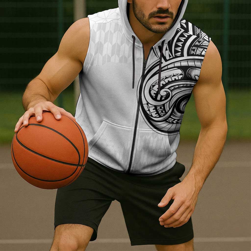 Hawaii and Japanese Culture Personalised Sleeveless Zip Hoodie With Polynesian Tribal Tattoo Style - Polynesian Pride