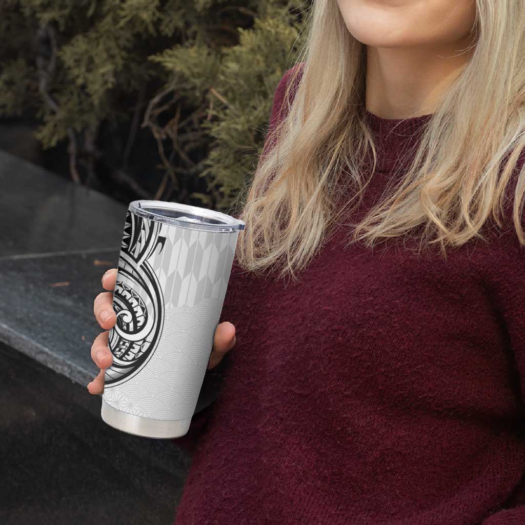 Hawaii and Japanese Culture Personalised Tumbler Cup With Polynesian Tribal Tattoo Style