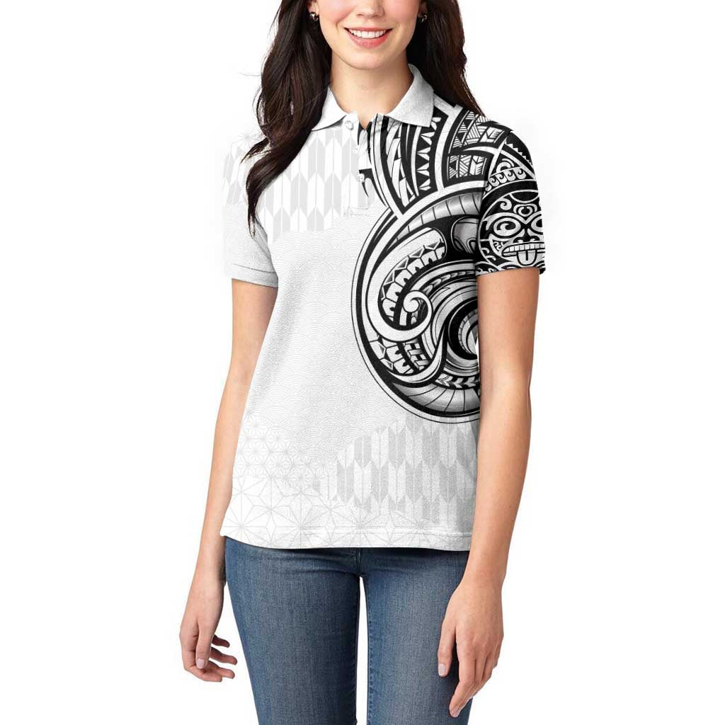 Hawaii and Japanese Culture Personalised Women Polo Shirt With Polynesian Tribal Tattoo Style LT9 - Polynesian Pride