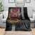 Hawaii and Japanese Oni Mask Personalised Blanket Kakau Pattern Dark Art Style