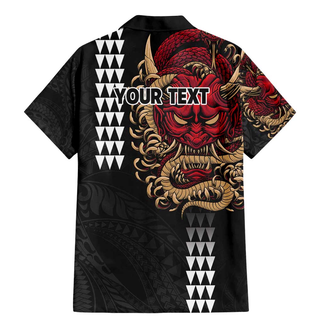 Hawaii and Japanese Oni Mask Personalised Family Matching Mermaid Dress and Hawaiian Shirt Kakau Pattern Dark Art Style LT9 - Polynesian Pride