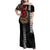 Hawaii and Japanese Oni Mask Personalised Family Matching Off Shoulder Maxi Dress and Hawaiian Shirt Kakau Pattern Dark Art Style