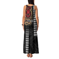 Hawaii and Japanese Oni Mask Personalised Family Matching Tank Maxi Dress and Hawaiian Shirt Kakau Pattern Dark Art Style LT9 - Polynesian Pride