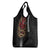Hawaii and Japanese Oni Mask Personalised Grocery Bag Kakau Pattern Dark Art Style