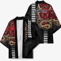 Hawaii and Japanese Oni Mask Personalised Kimono Kakau Pattern Dark Art Style LT9 - Polynesian Pride