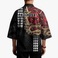 Hawaii and Japanese Oni Mask Personalised Kimono Kakau Pattern Dark Art Style LT9 - Polynesian Pride