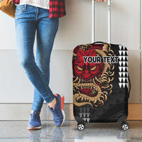 Hawaii and Japanese Oni Mask Personalised Luggage Cover Kakau Pattern Dark Art Style LT9 - Polynesian Pride