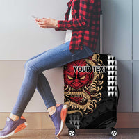Hawaii and Japanese Oni Mask Personalised Luggage Cover Kakau Pattern Dark Art Style LT9 - Polynesian Pride