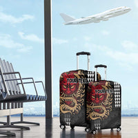 Hawaii and Japanese Oni Mask Personalised Luggage Cover Kakau Pattern Dark Art Style LT9 - Polynesian Pride