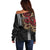 Hawaii and Japanese Oni Mask Personalised Off Shoulder Sweater Kakau Pattern Dark Art Style