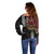 Hawaii and Japanese Oni Mask Personalised Off Shoulder Sweater Kakau Pattern Dark Art Style