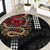 Hawaii and Japanese Oni Mask Personalised Round Carpet Kakau Pattern Dark Art Style