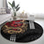 Hawaii and Japanese Oni Mask Personalised Round Carpet Kakau Pattern Dark Art Style