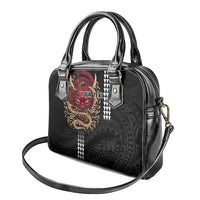 Hawaii and Japanese Oni Mask Personalised Shoulder Handbag Kakau Pattern Dark Art Style