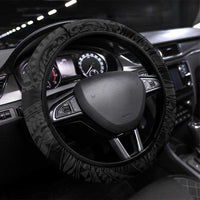 Hawaii and Japanese Oni Mask Steering Wheel Cover Kakau Pattern Dark Art Style