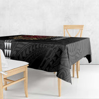 Hawaii and Japanese Oni Mask Personalised Tablecloth Kakau Pattern Dark Art Style