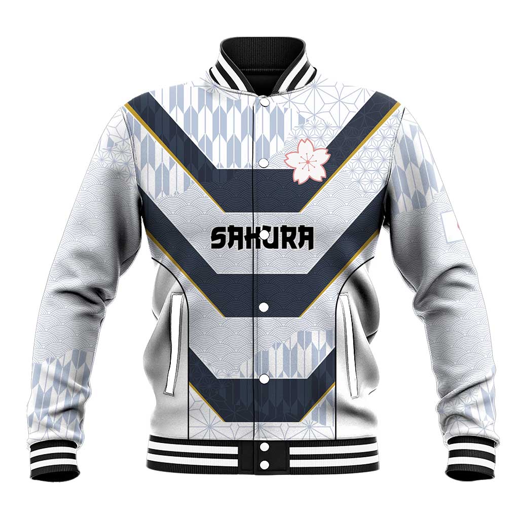 Japan Pacific Rugby 2022-23 Custom Baseball Jacket Black Sakura Japanese Wave Pattern