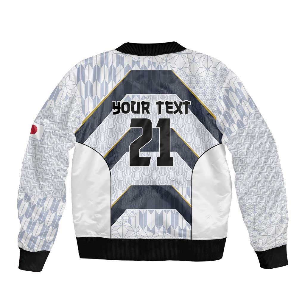Japan Pacific Rugby 2022-23 Custom Bomber Jacket Black Sakura Japanese Wave Pattern LT9 - Polynesian Pride