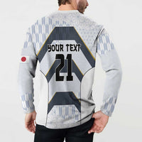 Japan Pacific Rugby 2022-23 Custom Button Sweatshirt Black Sakura Japanese Wave Pattern