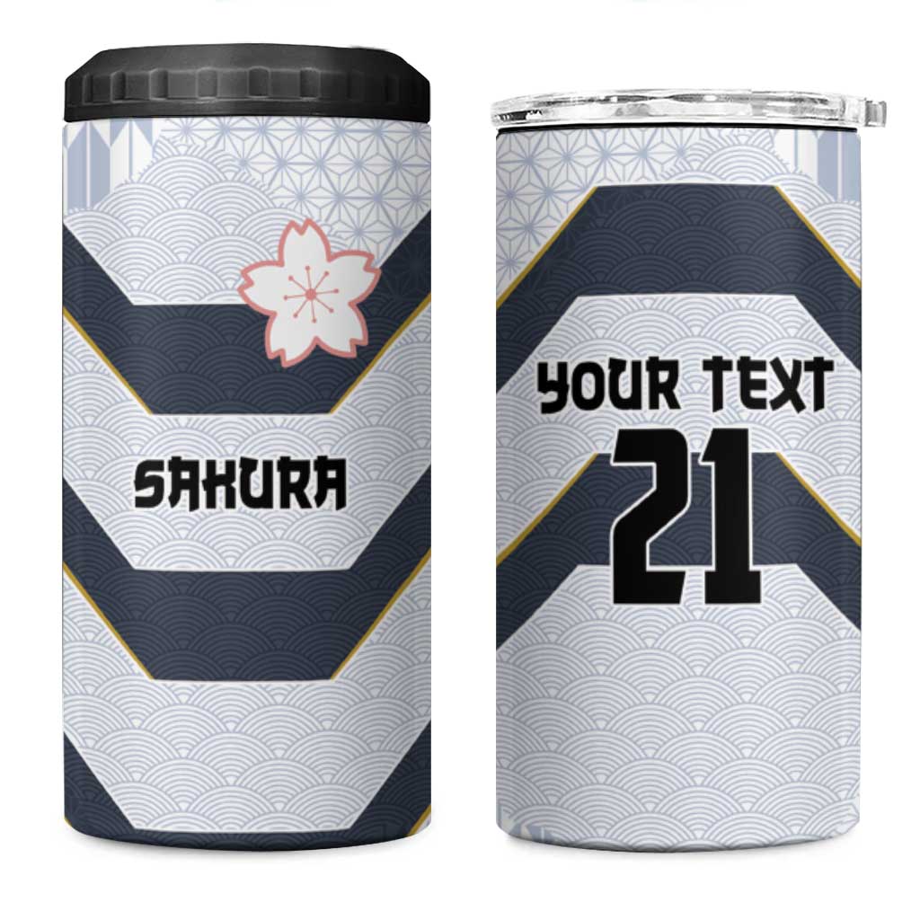 Japan Pacific Rugby 2022-23 Custom 4 in 1 Can Cooler Tumbler Black Sakura Japanese Wave Pattern