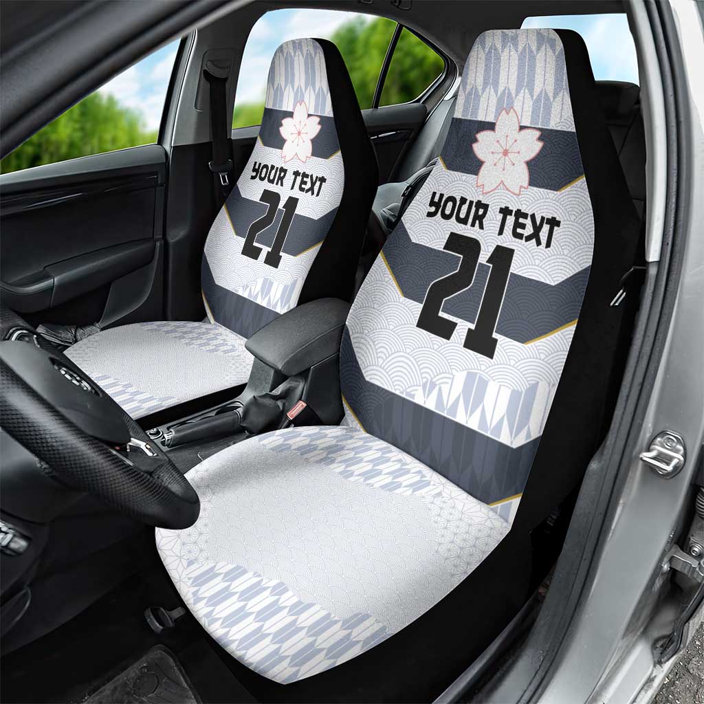 Japan Pacific Rugby 2022-23 Custom Car Seat Cover Black Sakura Japanese Wave Pattern