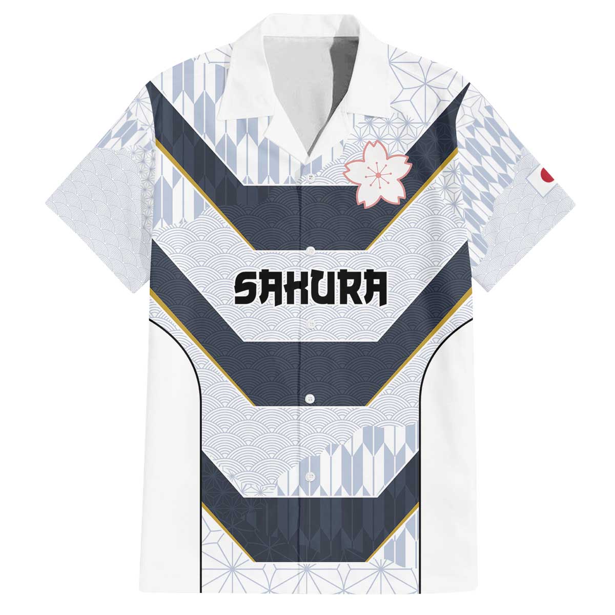 Japan Pacific Rugby 2022-23 Custom Family Matching Off The Shoulder Long Sleeve Dress and Hawaiian Shirt Black Sakura Japanese Wave Pattern