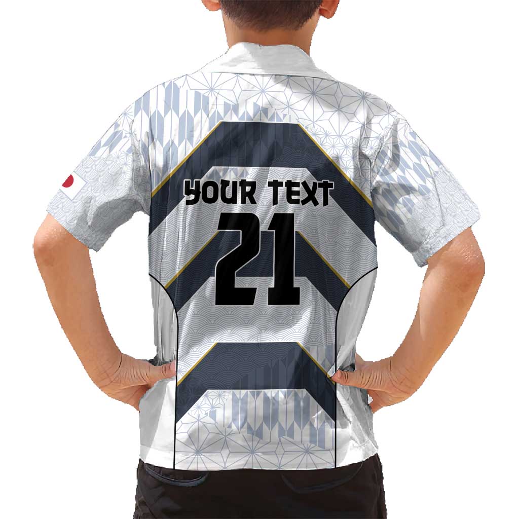Japan Pacific Rugby 2022-23 Custom Family Matching Off Shoulder Short Dress and Hawaiian Shirt Black Sakura Japanese Wave Pattern