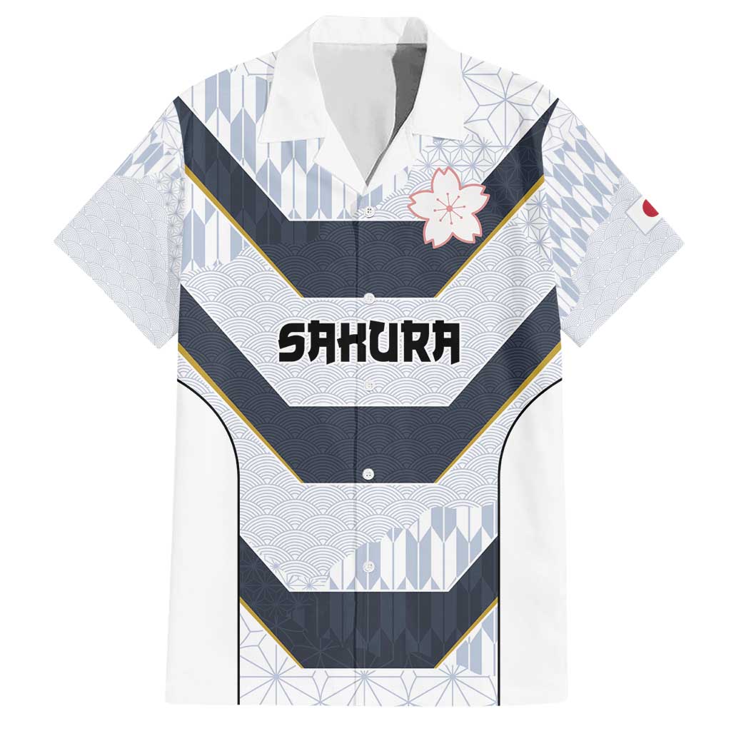 Japan Pacific Rugby 2022-23 Custom Hawaiian Shirt Black Sakura Japanese Wave Pattern
