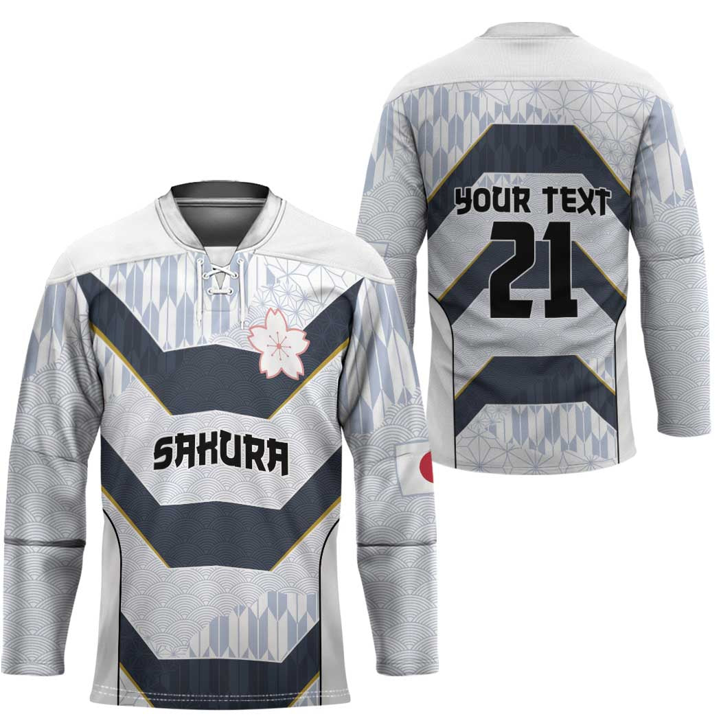 Japan Pacific Rugby 2022-23 Custom Hockey Jersey Black Sakura Japanese Wave Pattern - Polynesian Pride