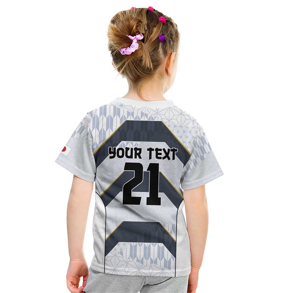 Japan Pacific Rugby 2022-23 Custom Kid T Shirt Black Sakura Japanese Wave Pattern